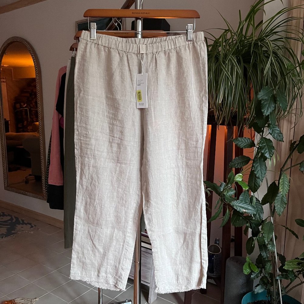 New Eileen Fisher Yarn Dyed Handkerchief Linen Pants